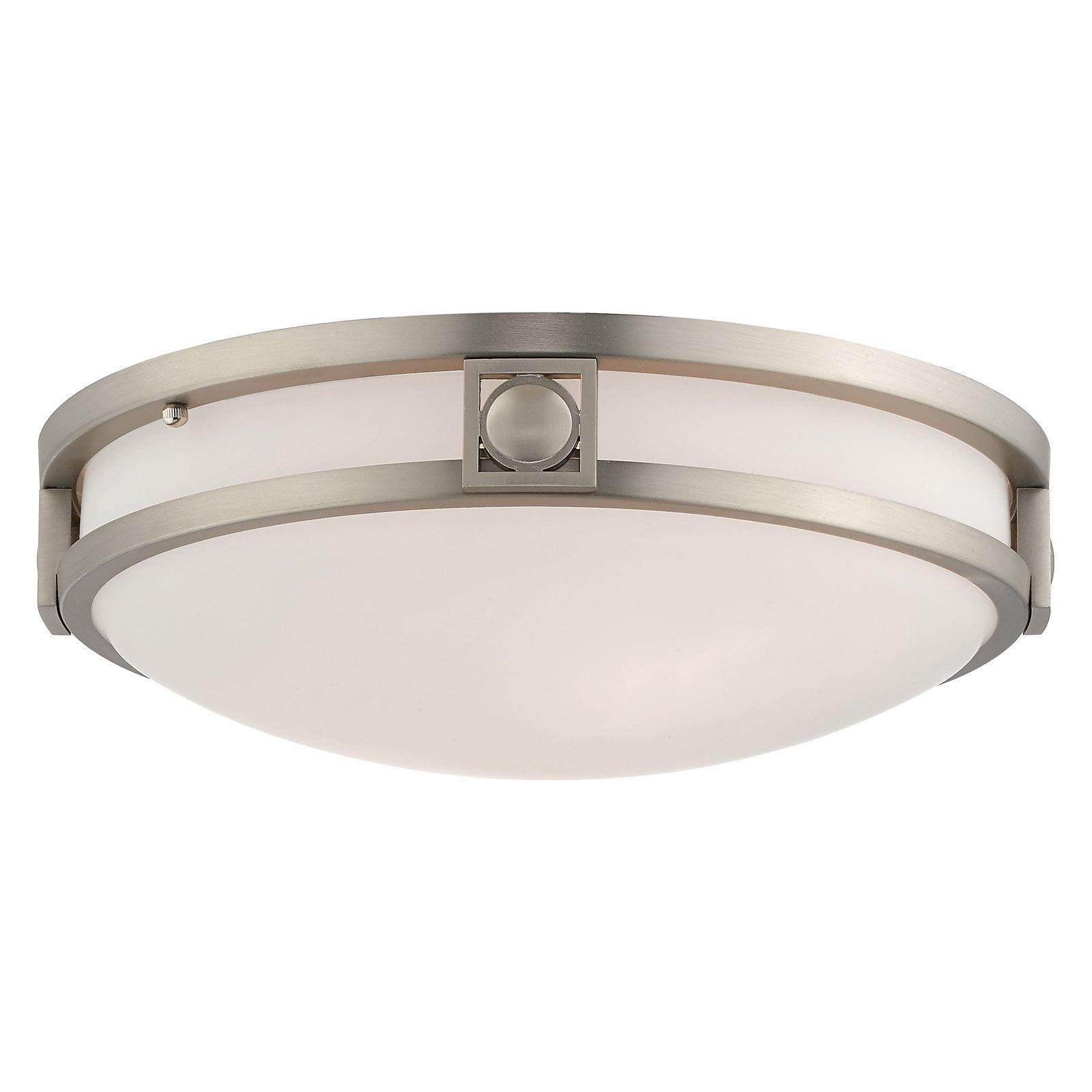 Titania Brushed Nickel 2-Light Flush Mount with Satin White Glass