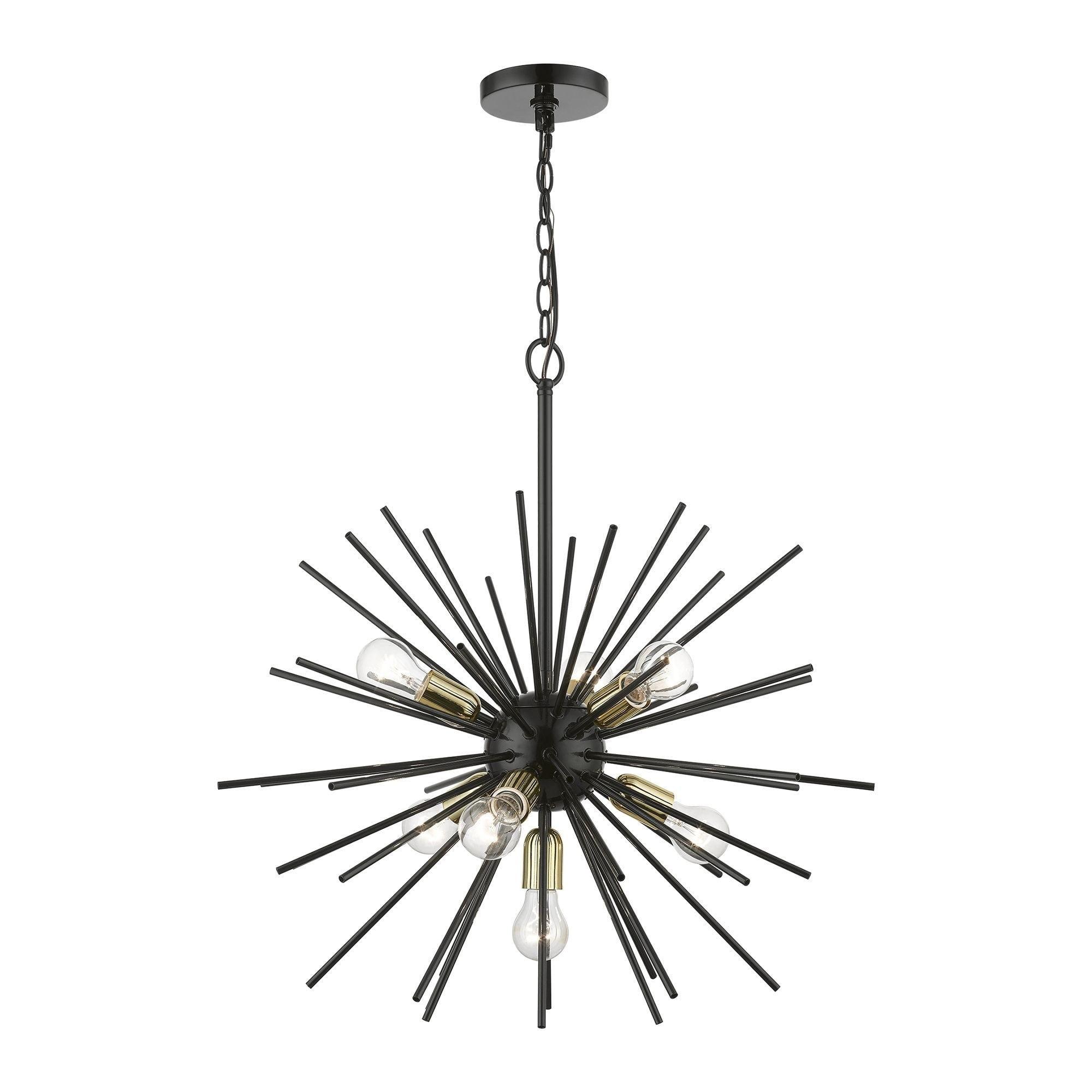 Livex Lighting Tribeca 7 - Light Pendant in  Shiny Black/Polished Brass