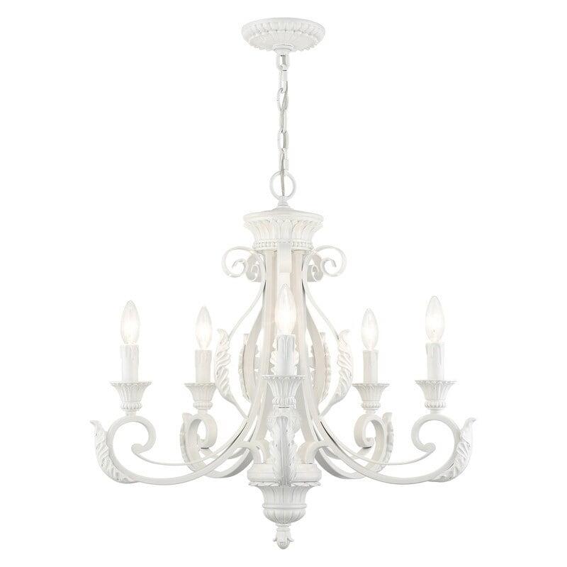 Valencia Shiny White 5-Light Contemporary Chandelier