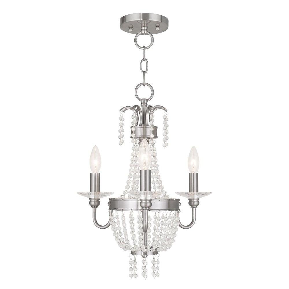 Brushed Nickel Mini Crystal 3-Light Chandelier