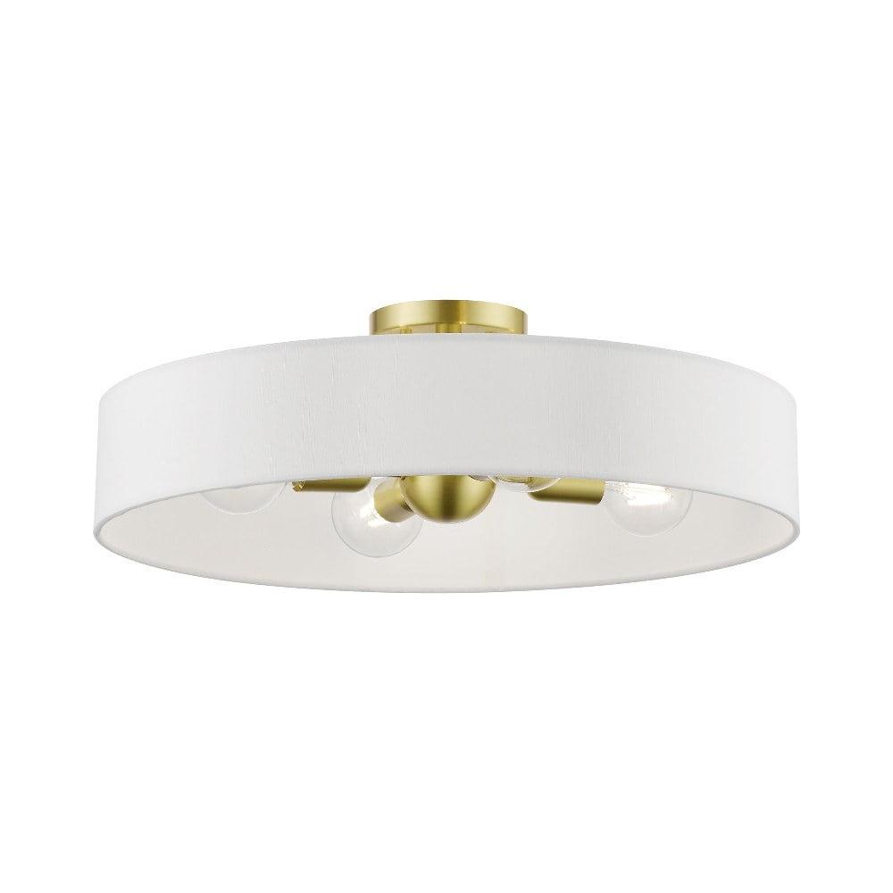 Livex Lighting Venlo 4 - Light Semi-Flush Mount in  Satin Brass/Shiny White