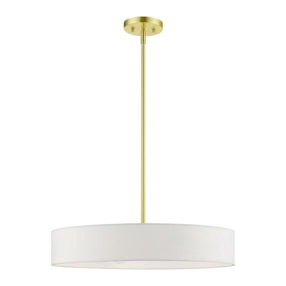 Everly Quinn Venlo 4 - Light Satin Brass Shaded Pendant
