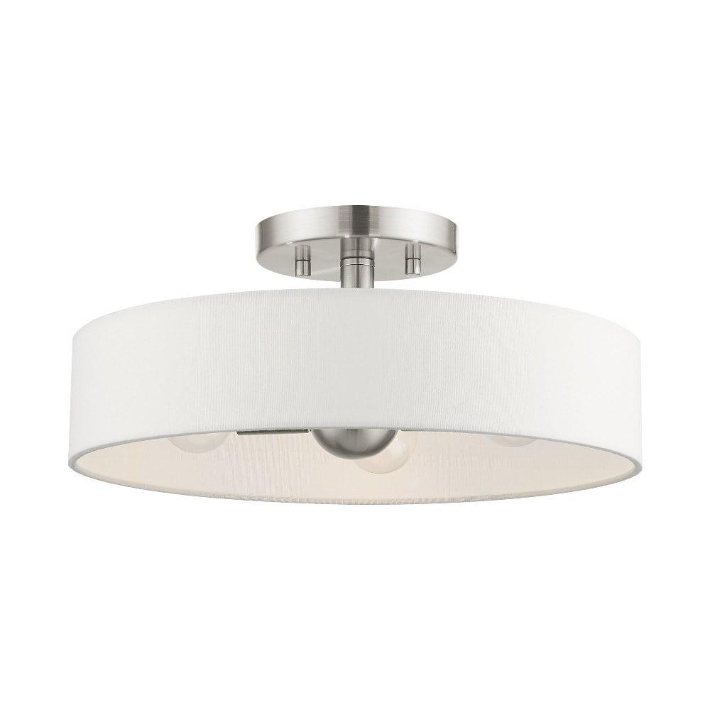 Venlo Brushed Nickel 4-Light Drum Semi-Flush Mount with Off-White Shade