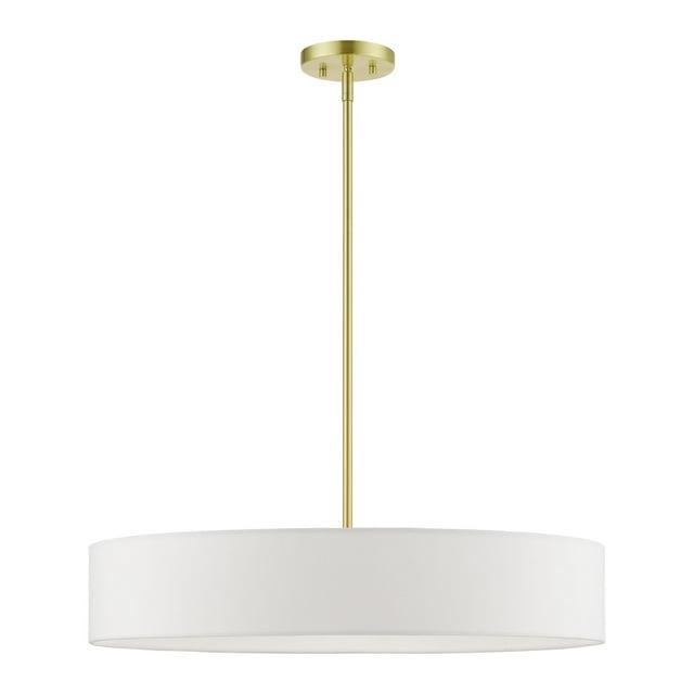 Livex Lighting Venlo 5 - Light Pendant in  Satin Brass/Shiny White