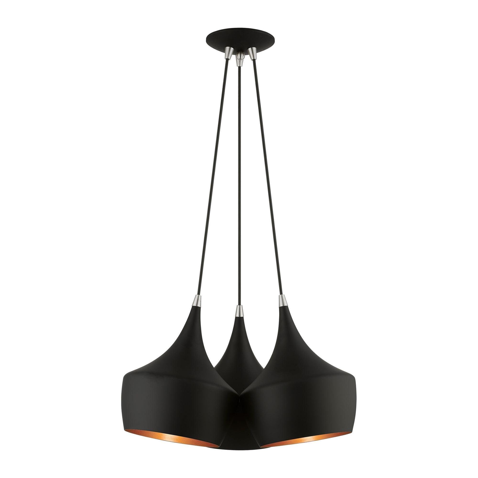 41083-04-Livex Lighting-Waldorf - 3 Light Cluster Pendant In Mid Century Modern Style-18.5 Inches Tall and 20.5 Inches Wide-Black Finish