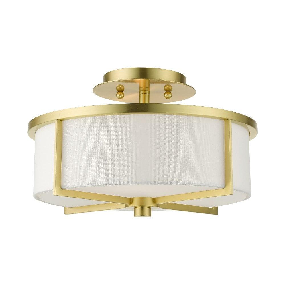 Satin Brass Contemporary 2-Light LED Drum Flush Mount