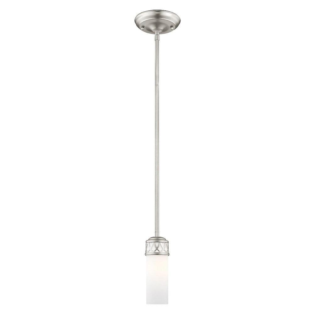 Elegant Brushed Nickel Mini Pendant with Satin White Glass Shade