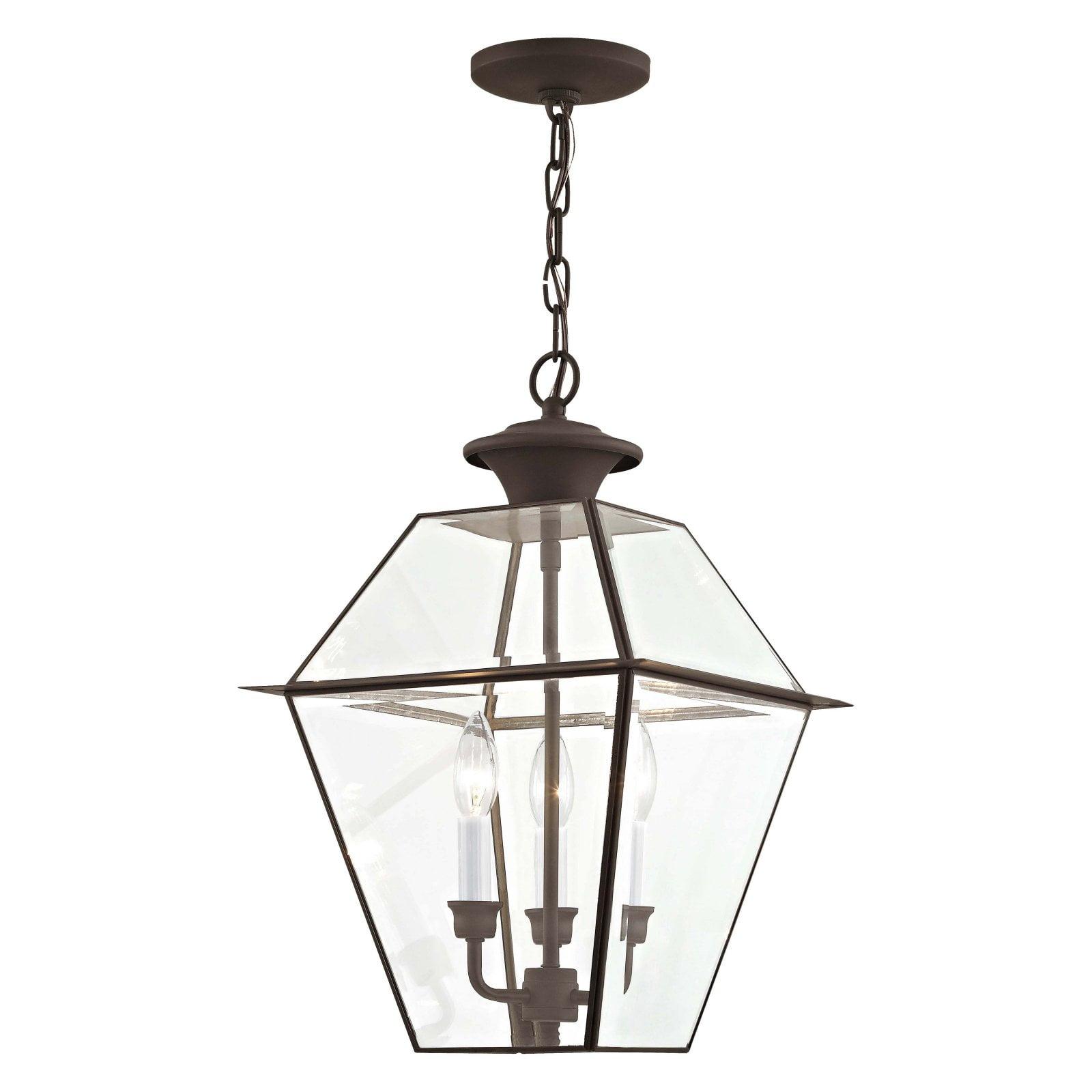 Charleston Elegance 3-Light Bronze Pendant with Clear Beveled Glass