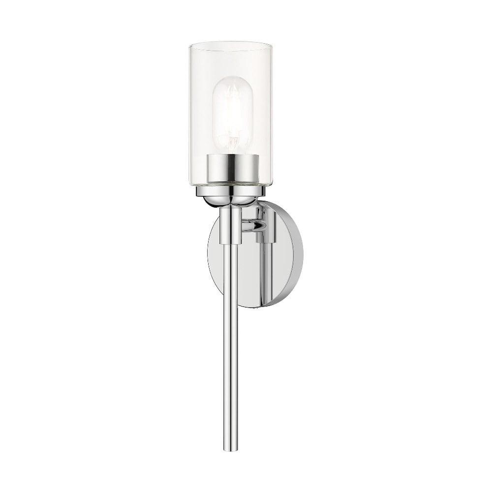 Polished Chrome Sconce with Hand Blown Clear Glass Shade