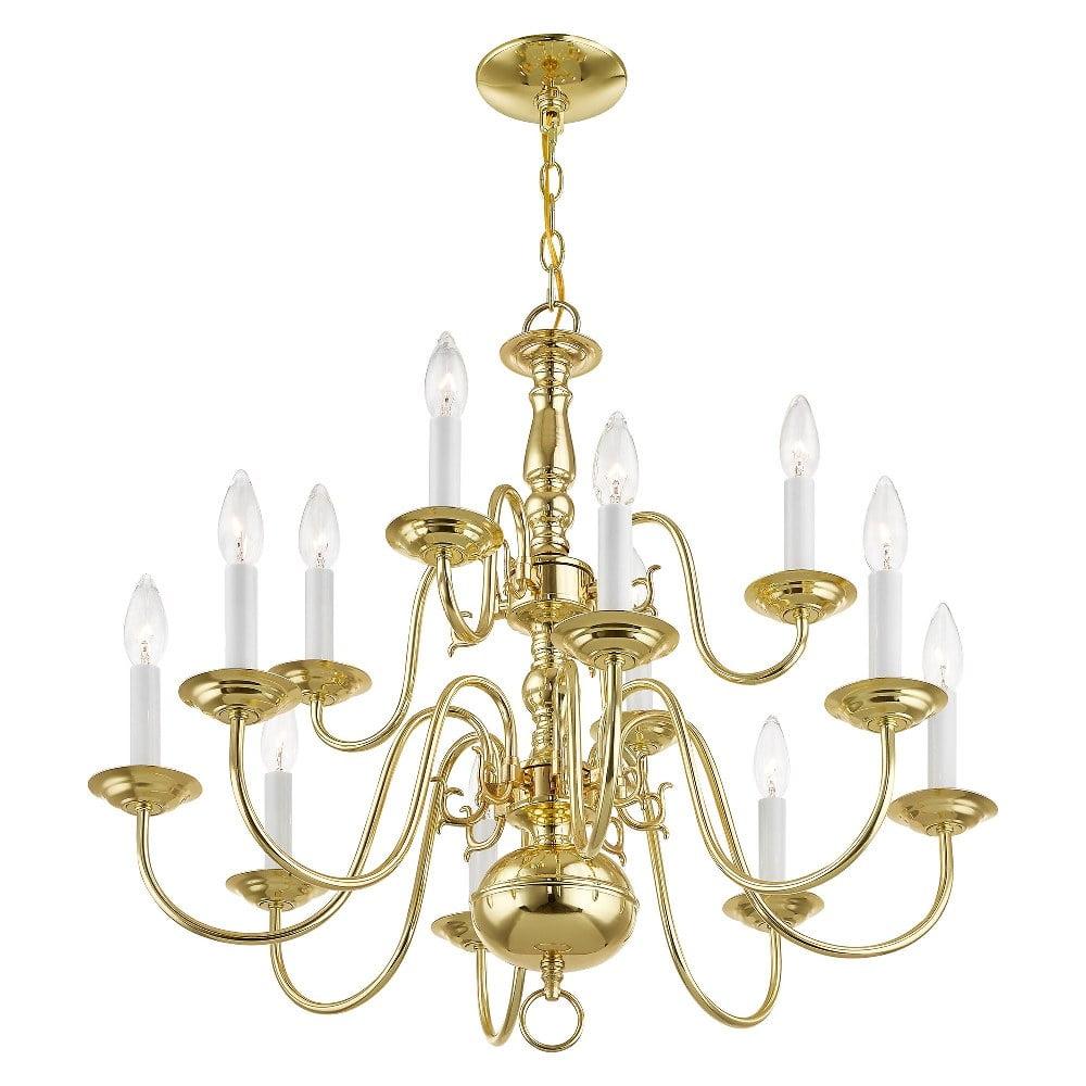 Livex Lighting Williamsburgh 12 - Light Chandelier in  Polished Brass
