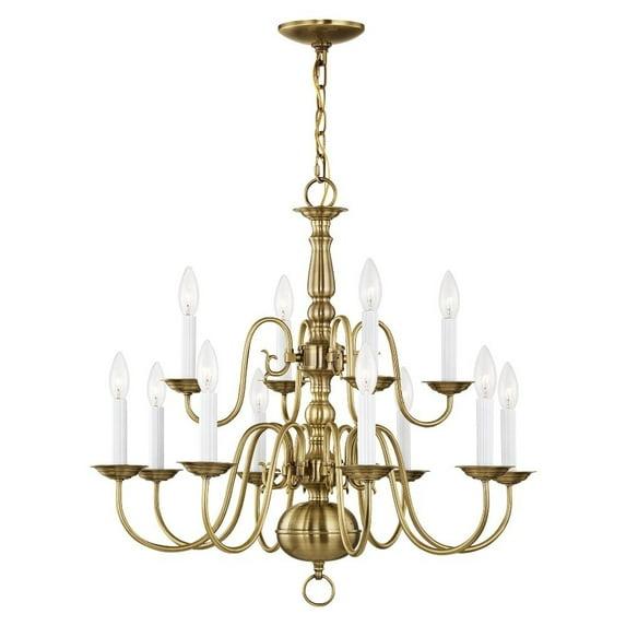 Livex Lighting Williamsburgh 12 - Light Chandelier in  Antique Brass