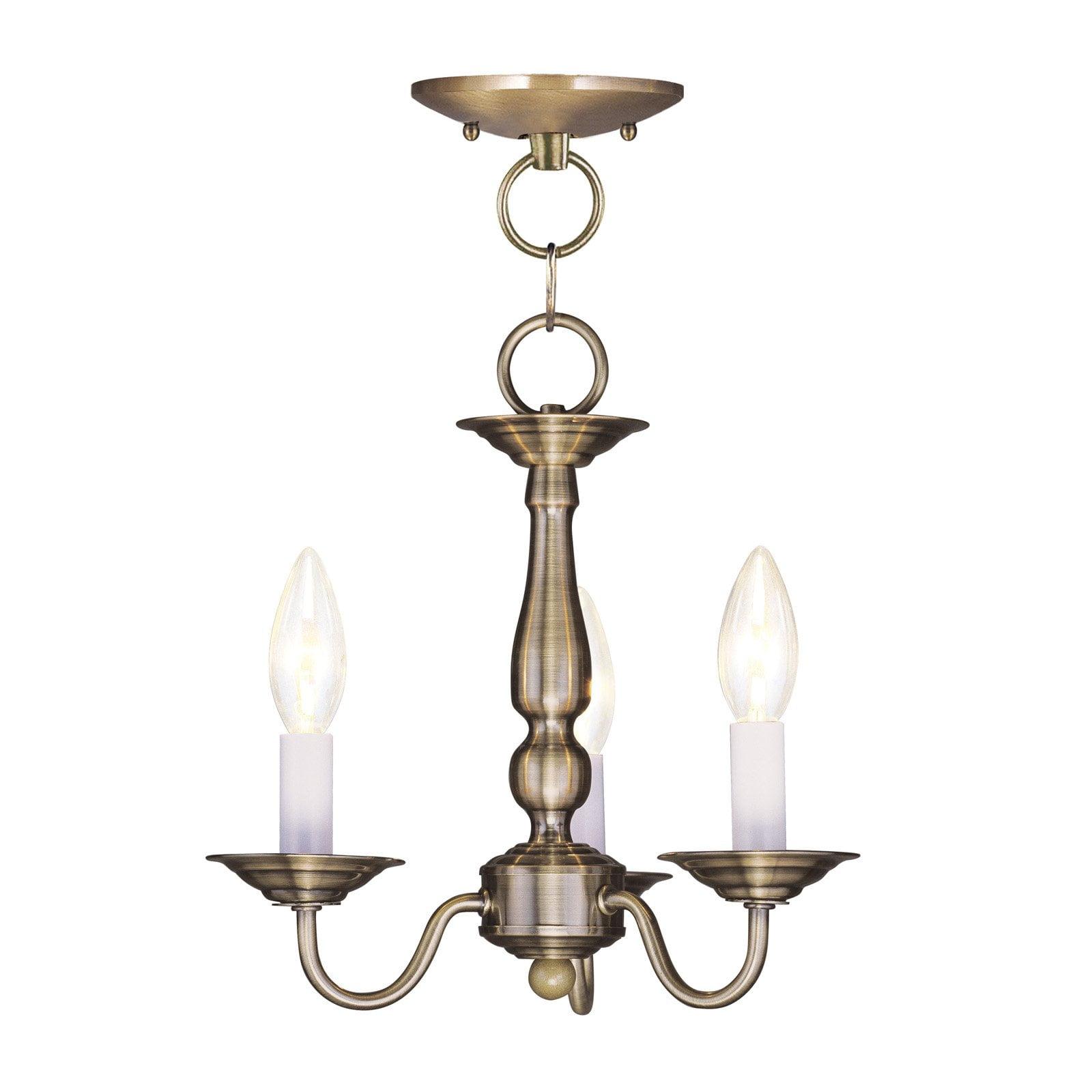 Elegant Antique Brass 3-Light Mini Chandelier with Candelabra Base