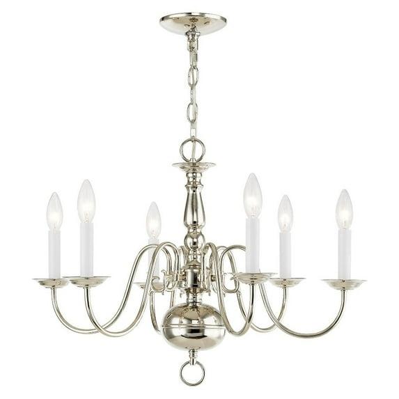 Livex Lighting Williamsburgh 6 - Light Chandelier in  Polished Nickel