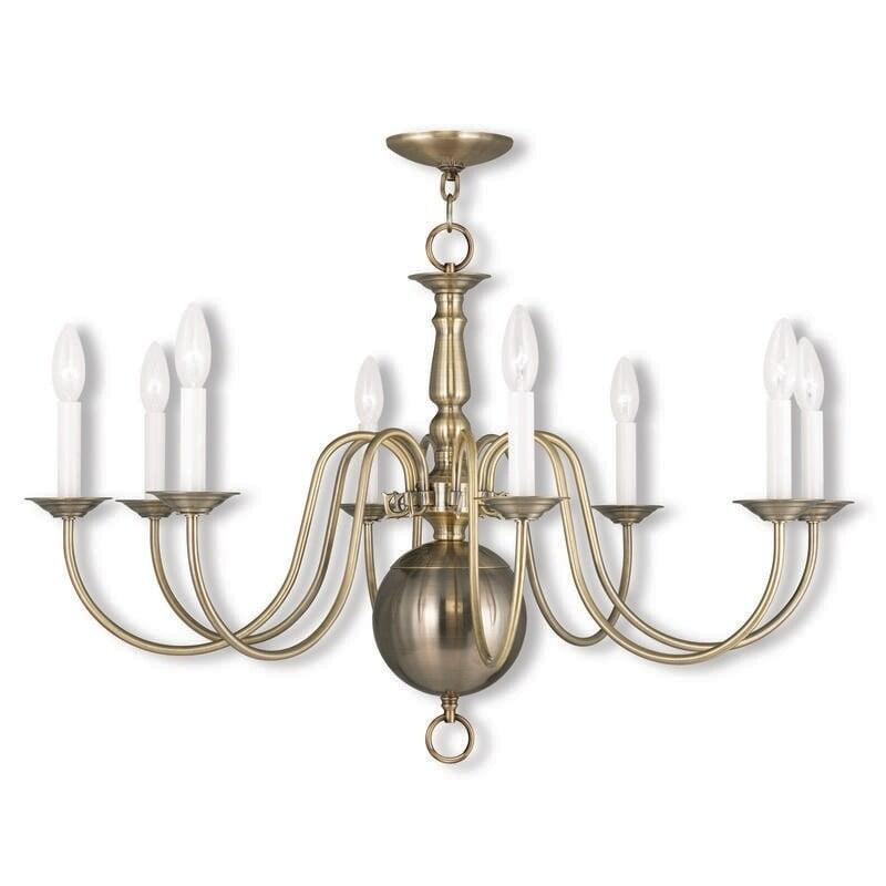 Livex Lighting Williamsburgh 8 - Light Chandelier in  Antique Brass