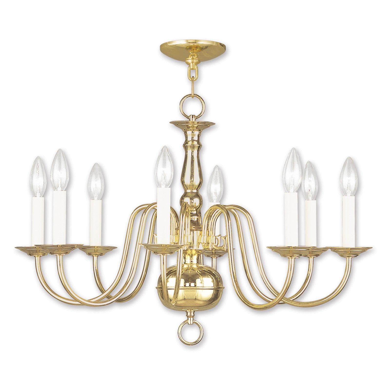 Colonial Elegance 8-Light Polished Brass Chandelier