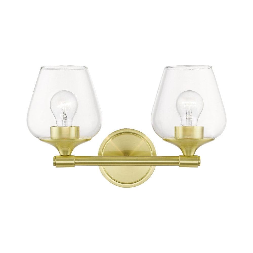 Willow Collection Satin Brass 2-Light Vanity Sconce with Clear Glass