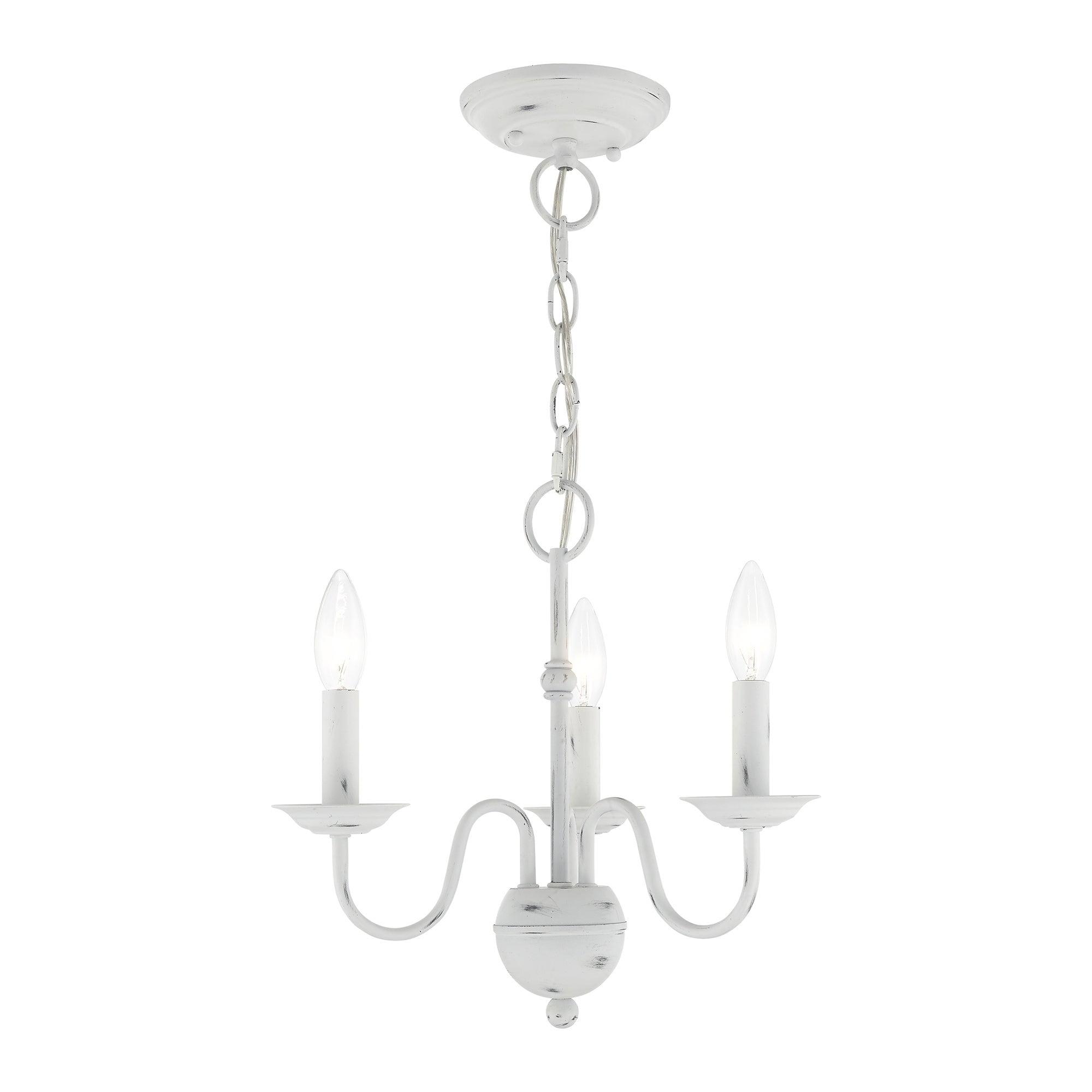 Windsor Antique White 3-Light Mini Chandelier with Steel Finish