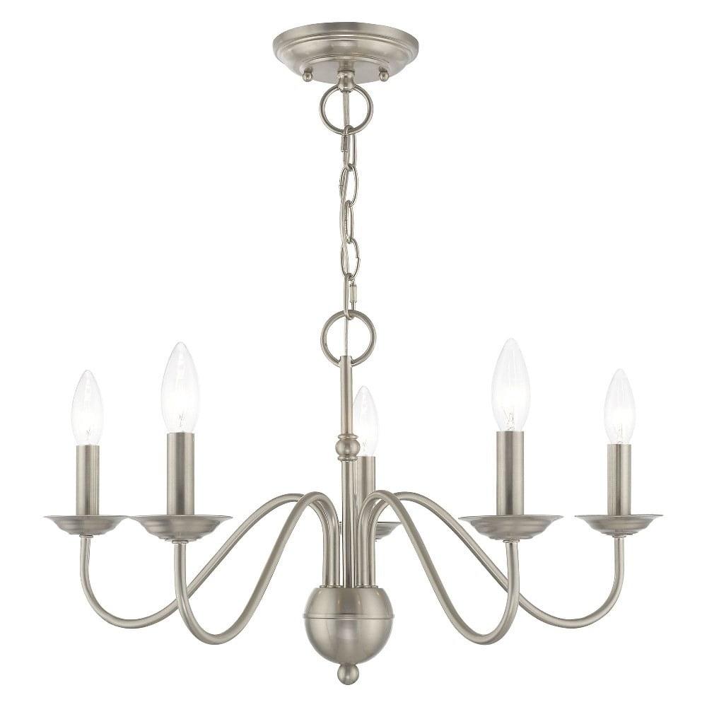 Windsor Mini 5-Light Brushed Nickel Plug-In Chandelier