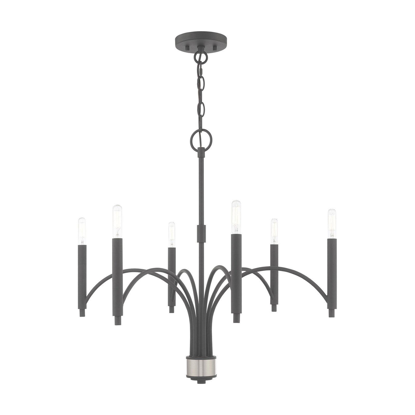 Scandinavian Gray Nickel 6-Light Minimalist Chandelier