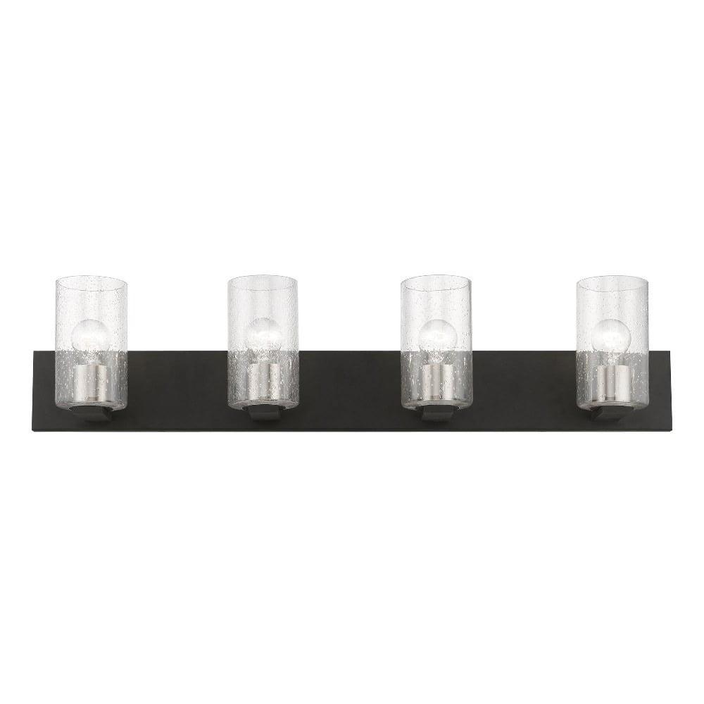 Zurich Black and Brushed Nickel 4-Light Vanity with Clear Seeded Glass