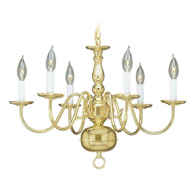 Polished Brass 6-Light Candelabra Chandelier