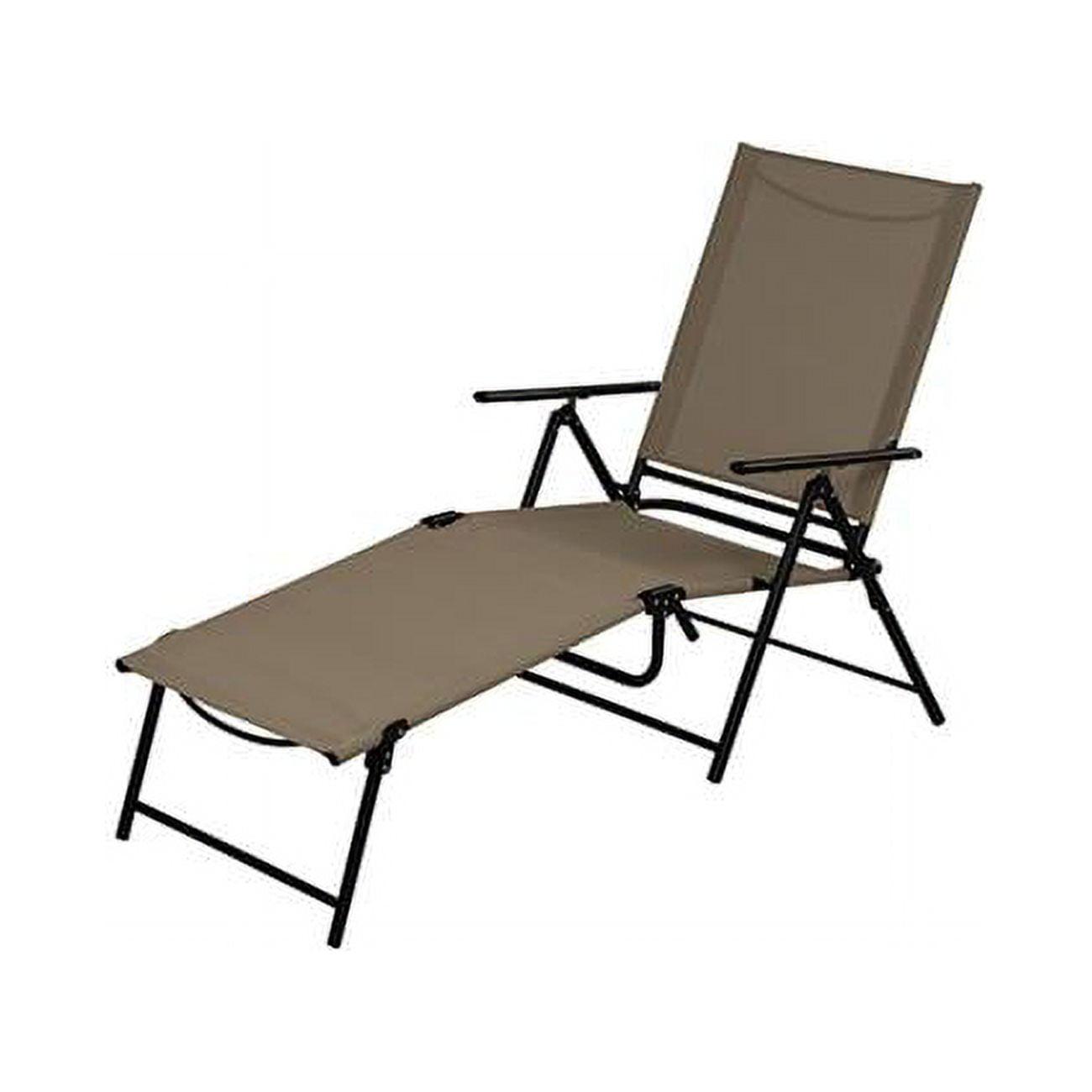 Living Accents Black Steel Frame Tan Sling Lounge Chair