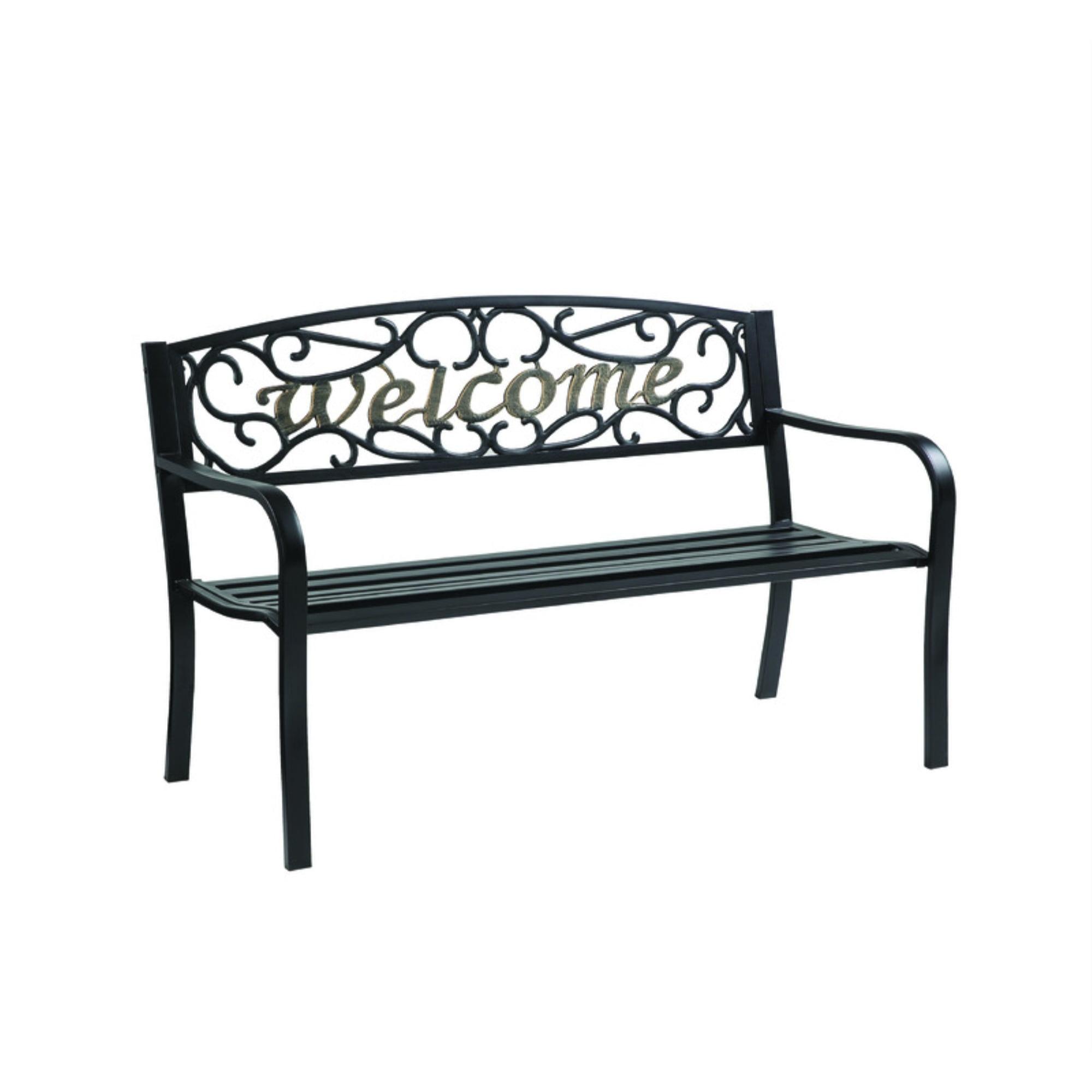 Living Accents Black Steel Welcome Outdoor Park Bench