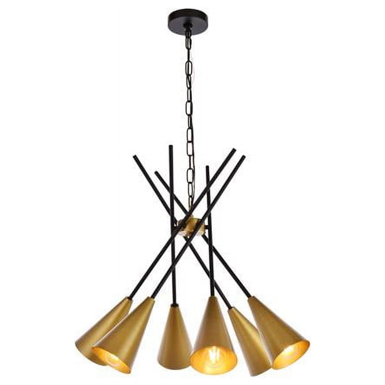 Elegant Lighting Casen 32 inch pendant in black and brass