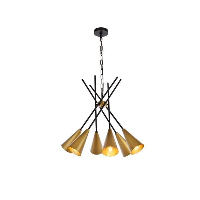 Elegant Lighting Casen 32 inch pendant in black and brass