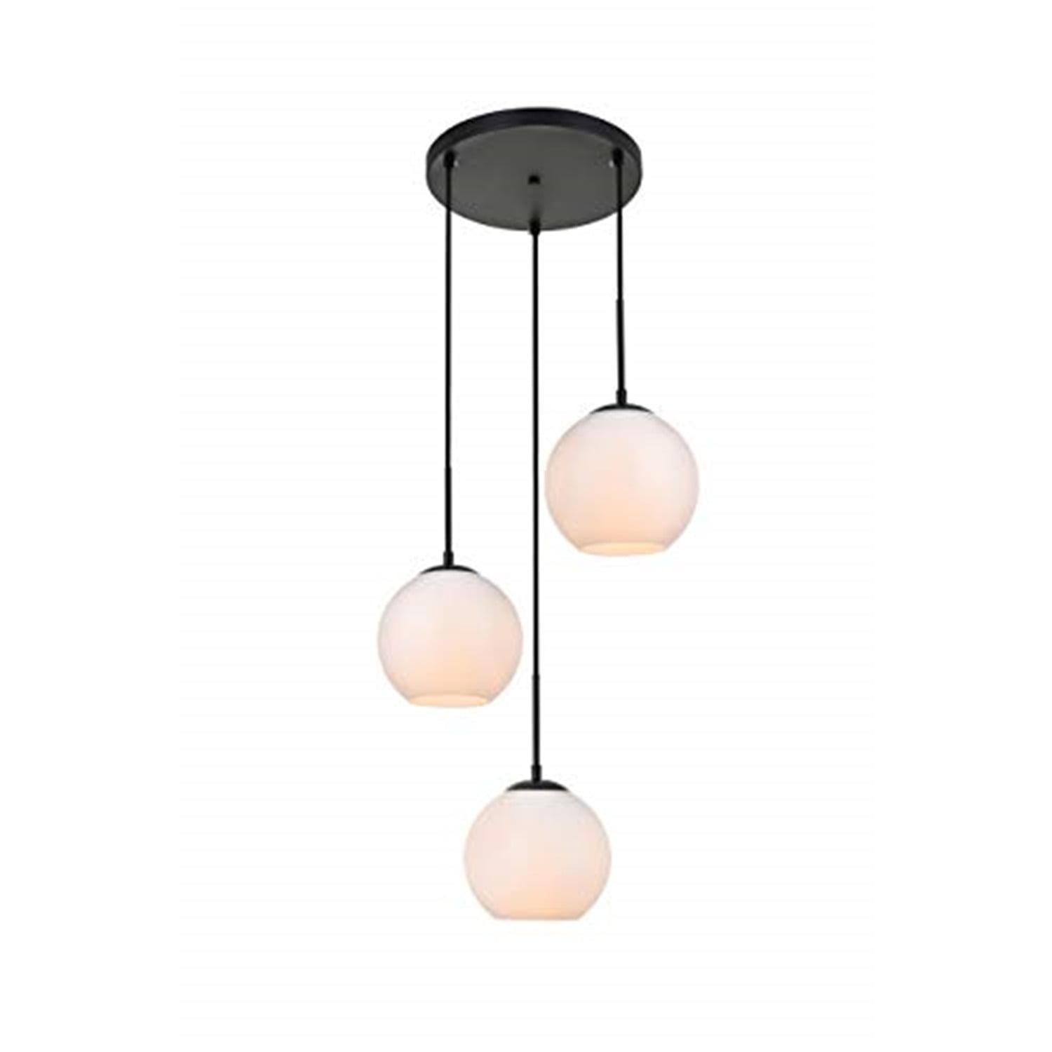 Cosmopolitan Baxter 3-Light Black Iron & Frosted White Globe Pendant