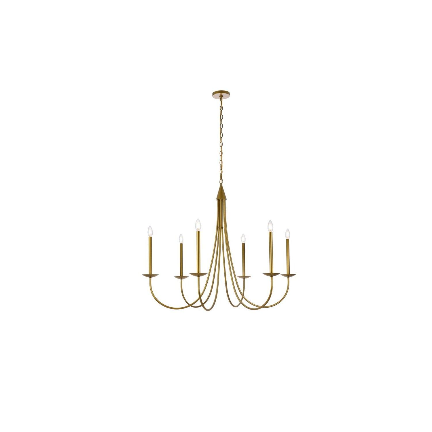 Elegant Mid-Century Brass 6-Light Adjustable Pendant