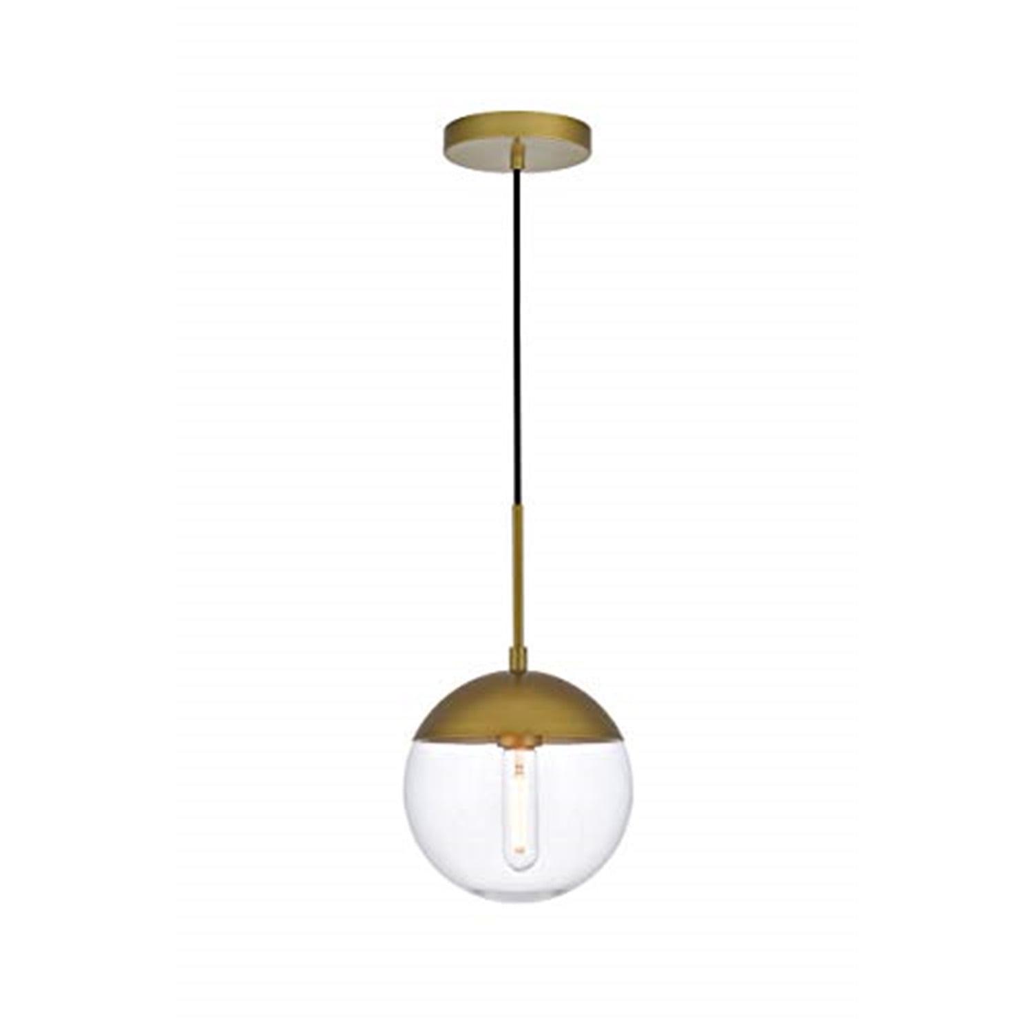 Elegant Lighting Eclipse 1 Light Brass Pendant With Clear Glass