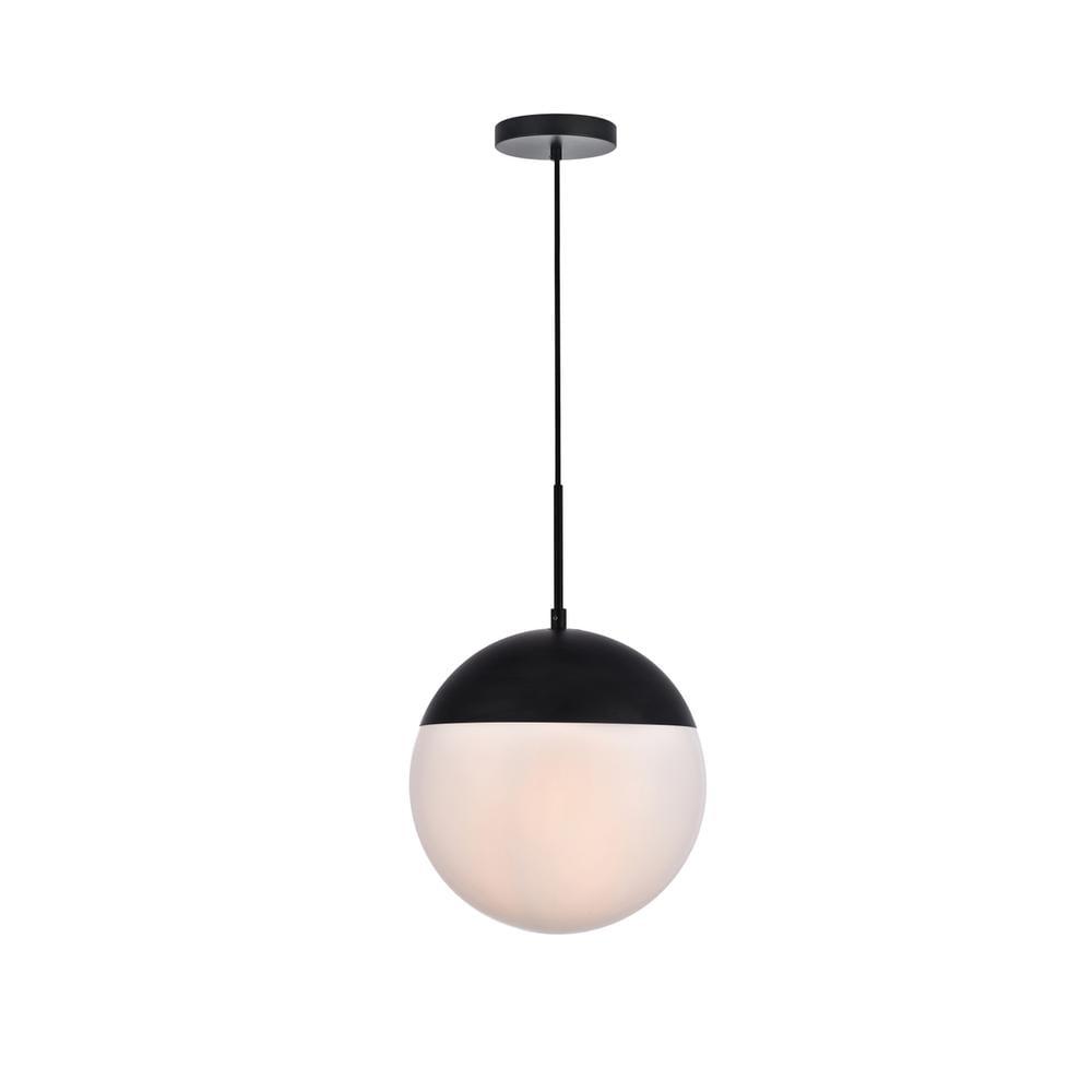 Living District Eclipse 1-Light Metal & Glass Pendant in Frosted White/Black