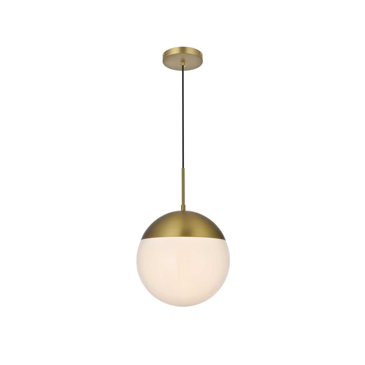 Living District Eclipse 12 Inch Pendant Frosted White Shade in Satin Gold