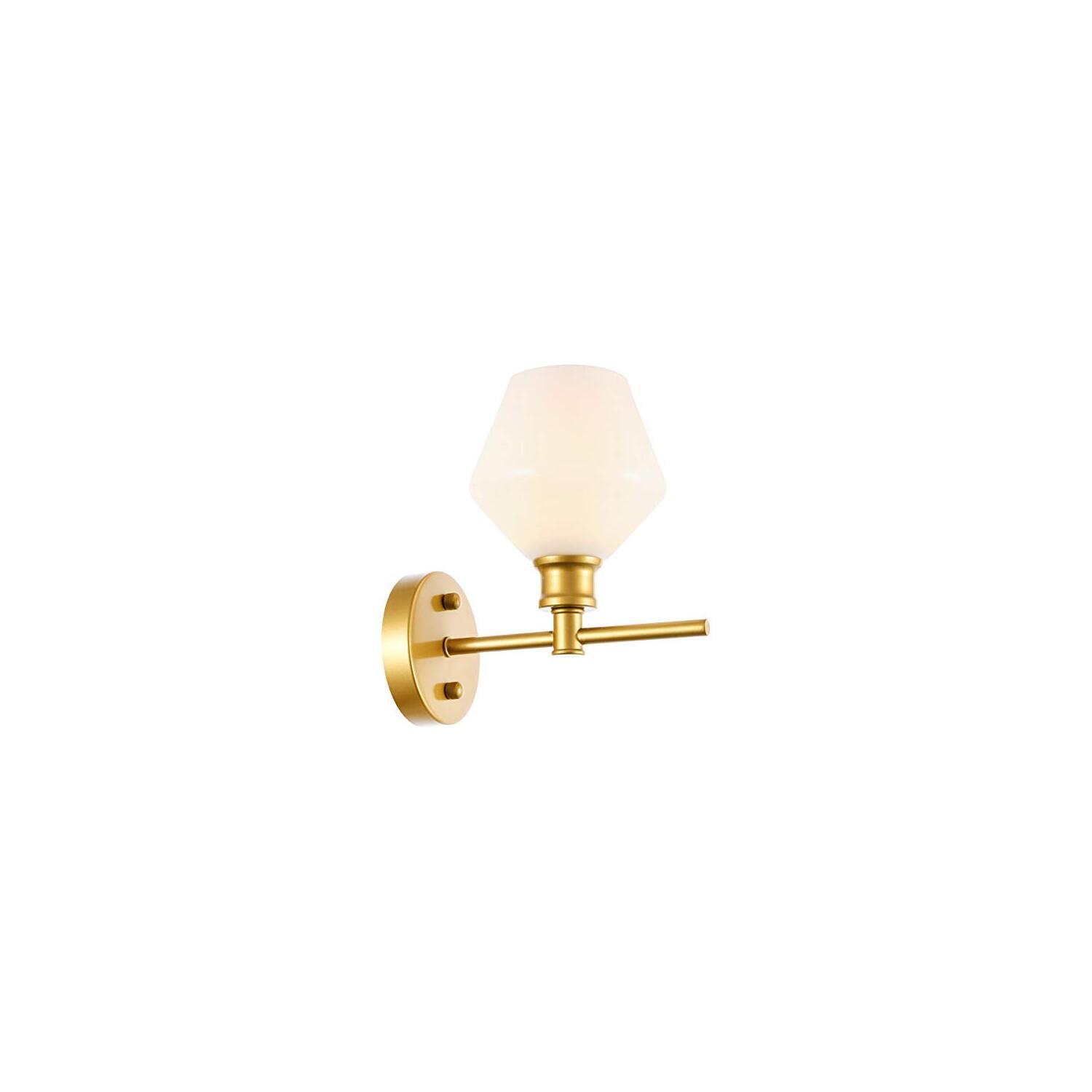 Elegant Lighting Gene 1 light Brass and Frosted white glass Wall sconce