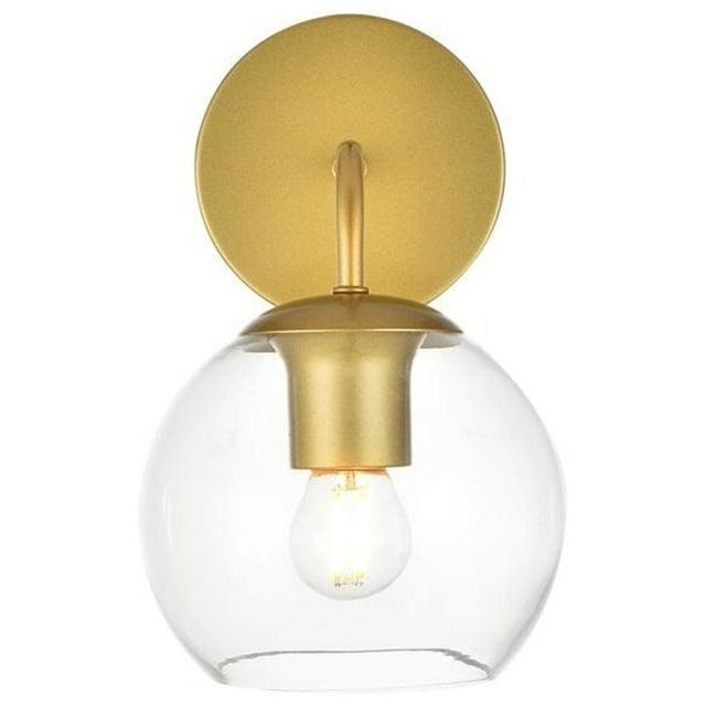 Living District Genesis 1-Light Iron & Glass Bath Sconce in Brass/Clear