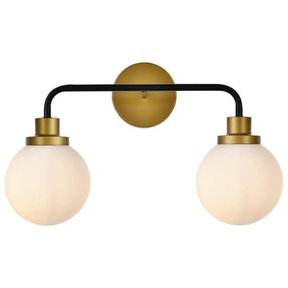 Elegant Lighting Hanson 2 lights bath sconce in black with brass with frosted shade