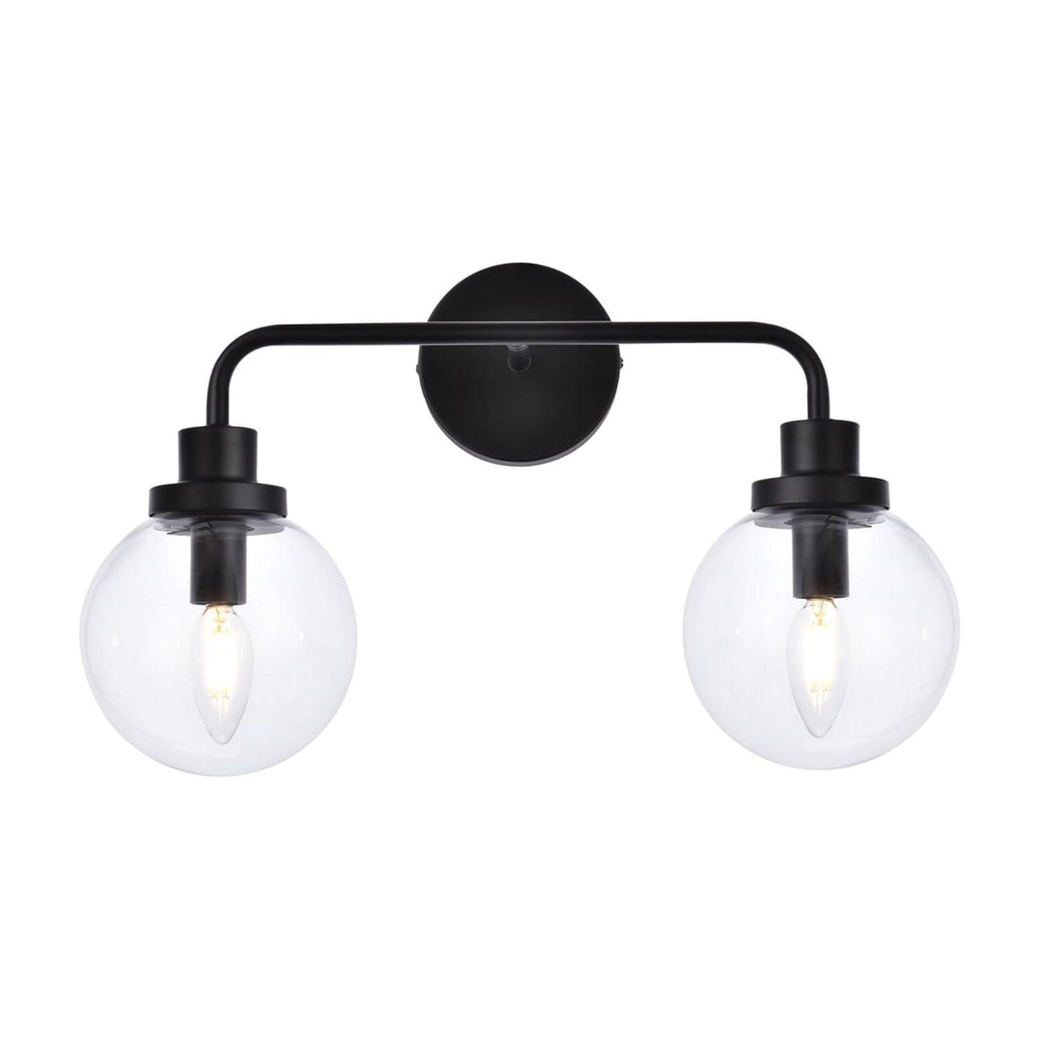 Elegant Lighting Hanson 2 lights bath sconce in black with clear shade