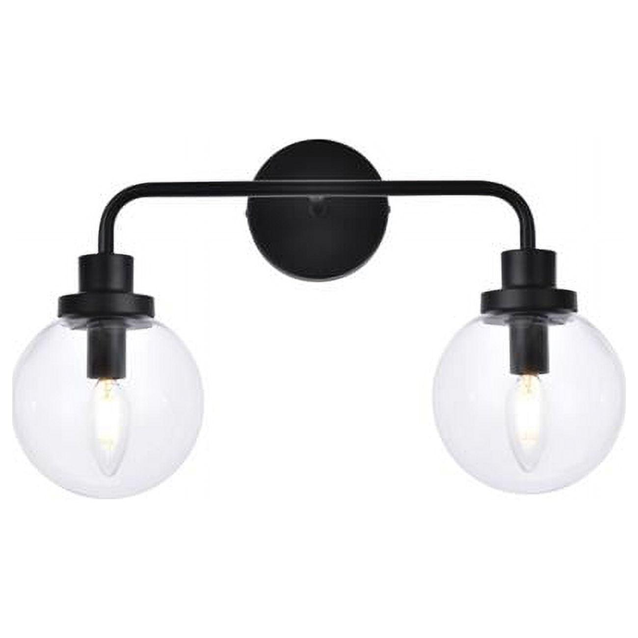 Living District Hanson 2-Light Metal Bath Sconce in Black and Clear