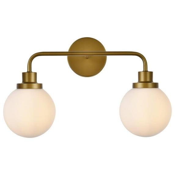 Elegant Lighting Hanson 2 lights bath sconce in brass with frosted shade
