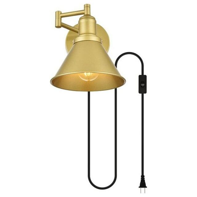 Elegant Lighting Jair 1 light Brass swing arm plug in wall sconce