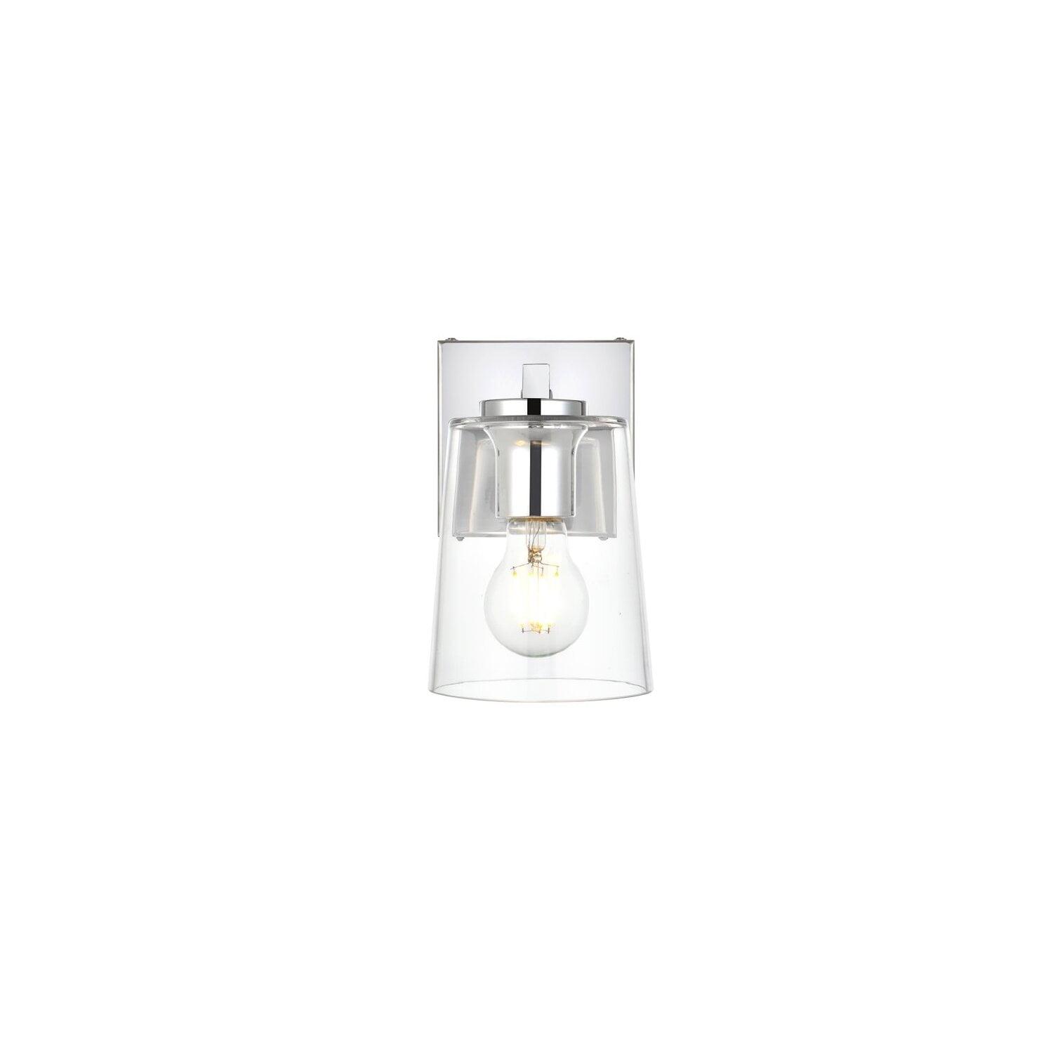 Living District Kacey 1-Light Iron & Glass Bath Sconce in Chrome/Clear