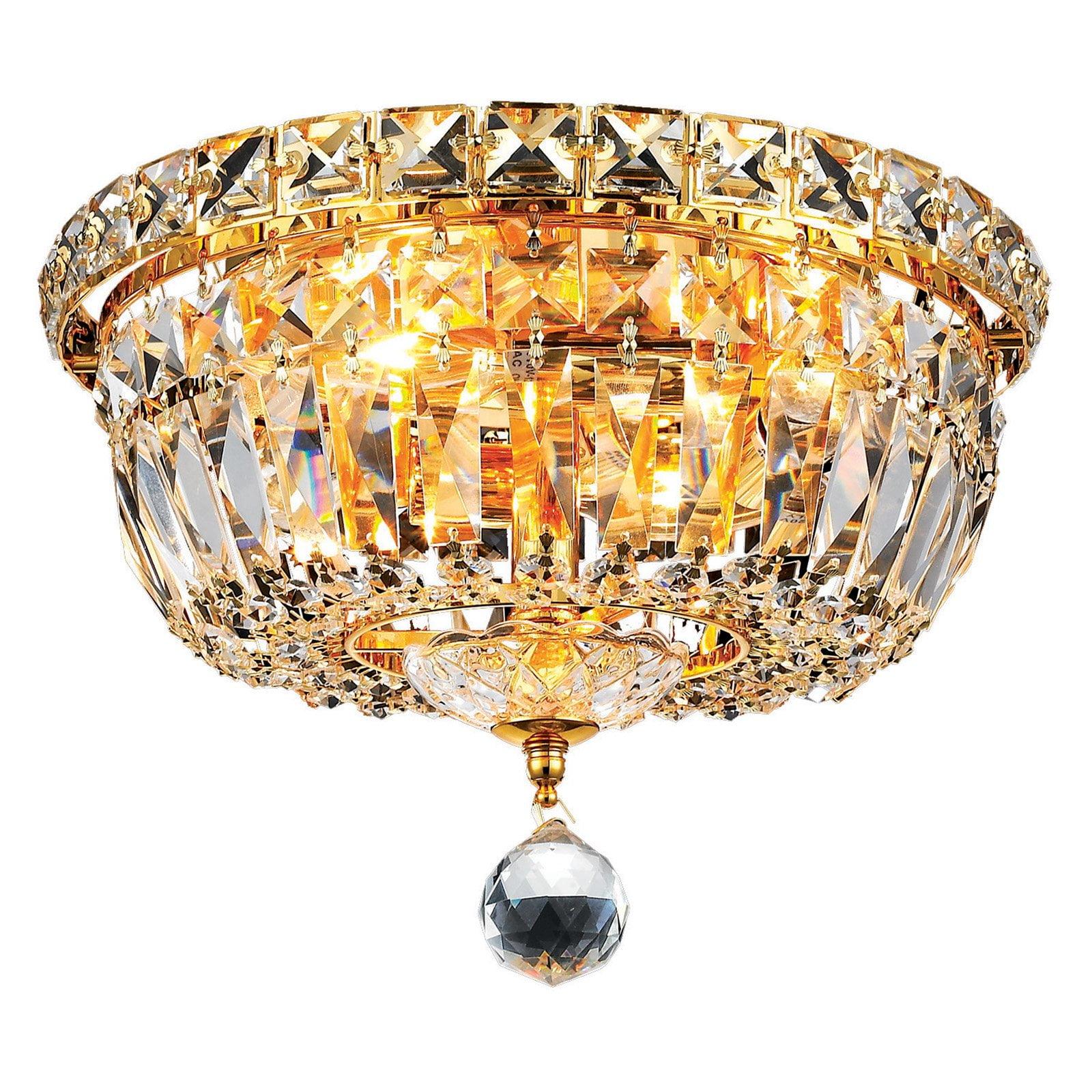 Gold Crystal 4-Light Flush Mount Ceiling Fixture