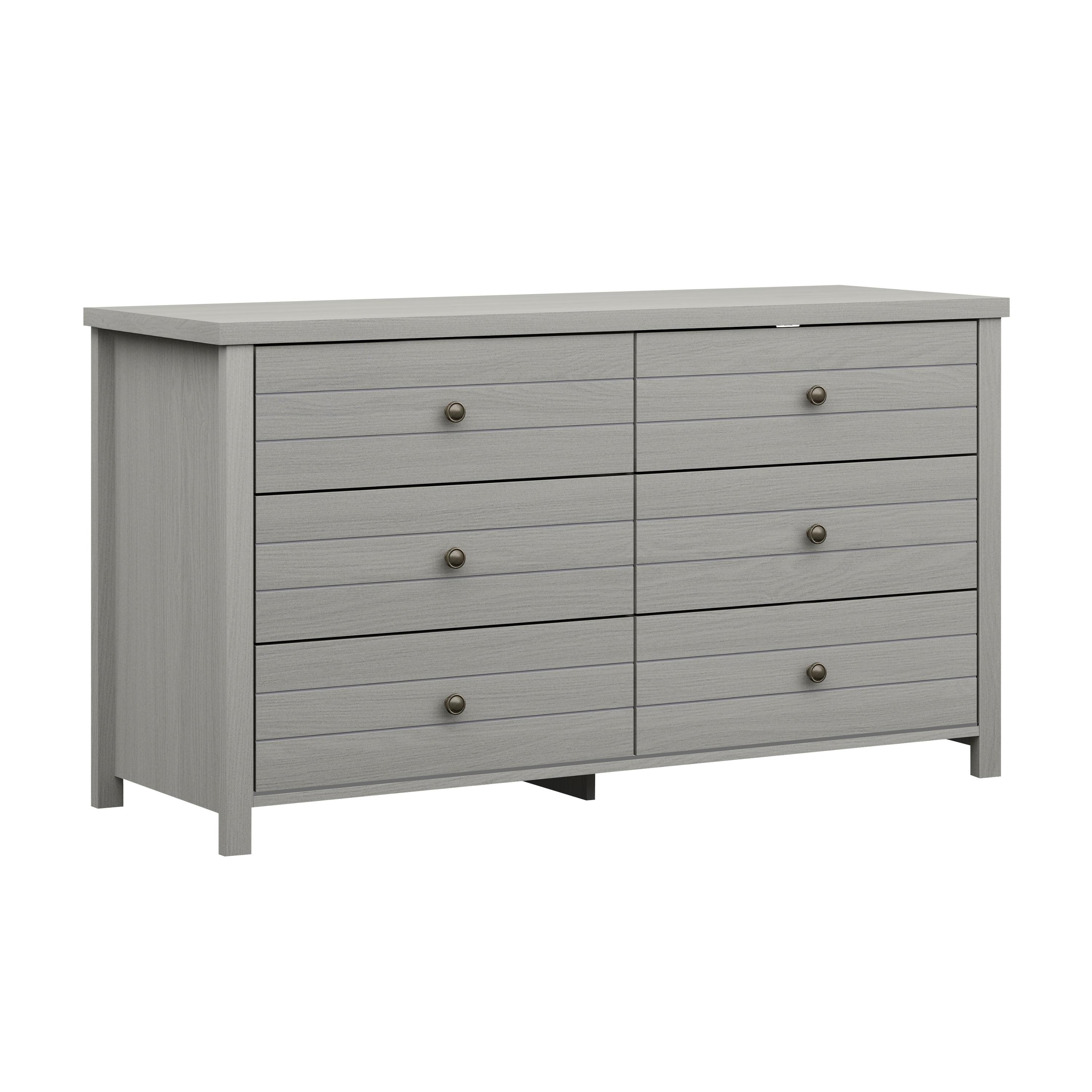 Living Essentials by Hillsdale Harmony Wood 6 Drawer Dresser, Gray