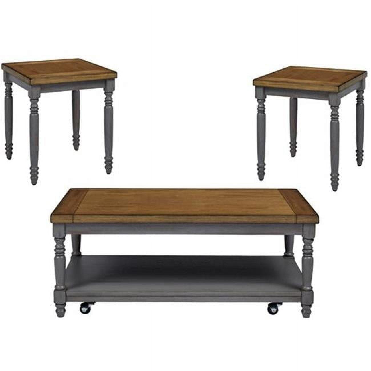 Progressive Furniture Grayton Lane Wood Cocktail Table & 2 End Tables in Brown