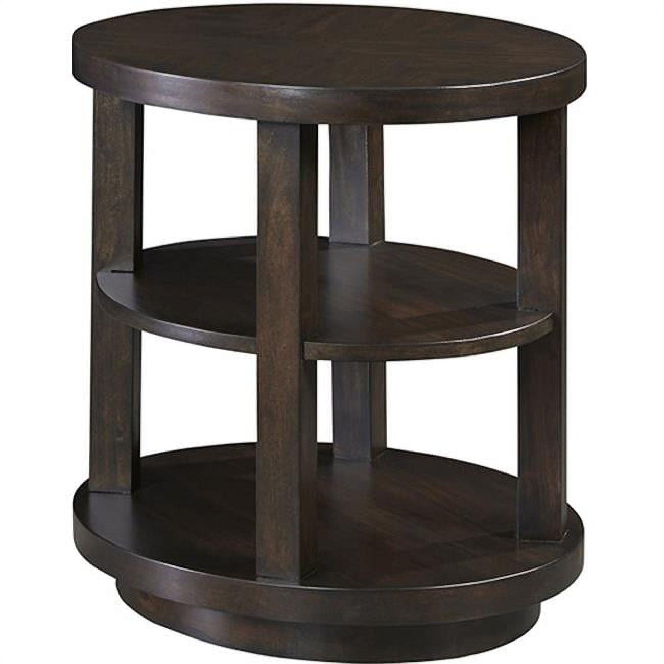 Transitional Chocolate Mahogany Oval Wood End Table