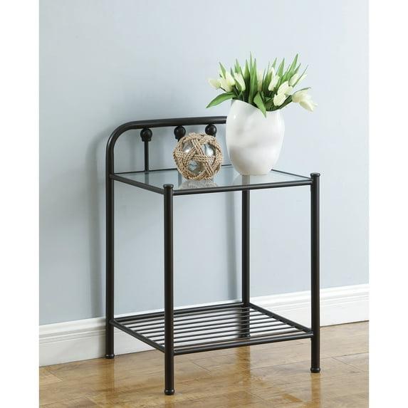 Coaster Livingston Traditional 1 Shelf Metal Nightstand with Glass Top Dark Bronze