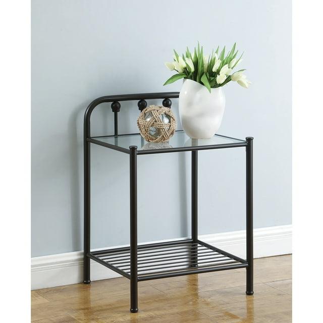 Coaster Livingston Traditional 1 Shelf Metal Nightstand with Glass Top Dark Bronze