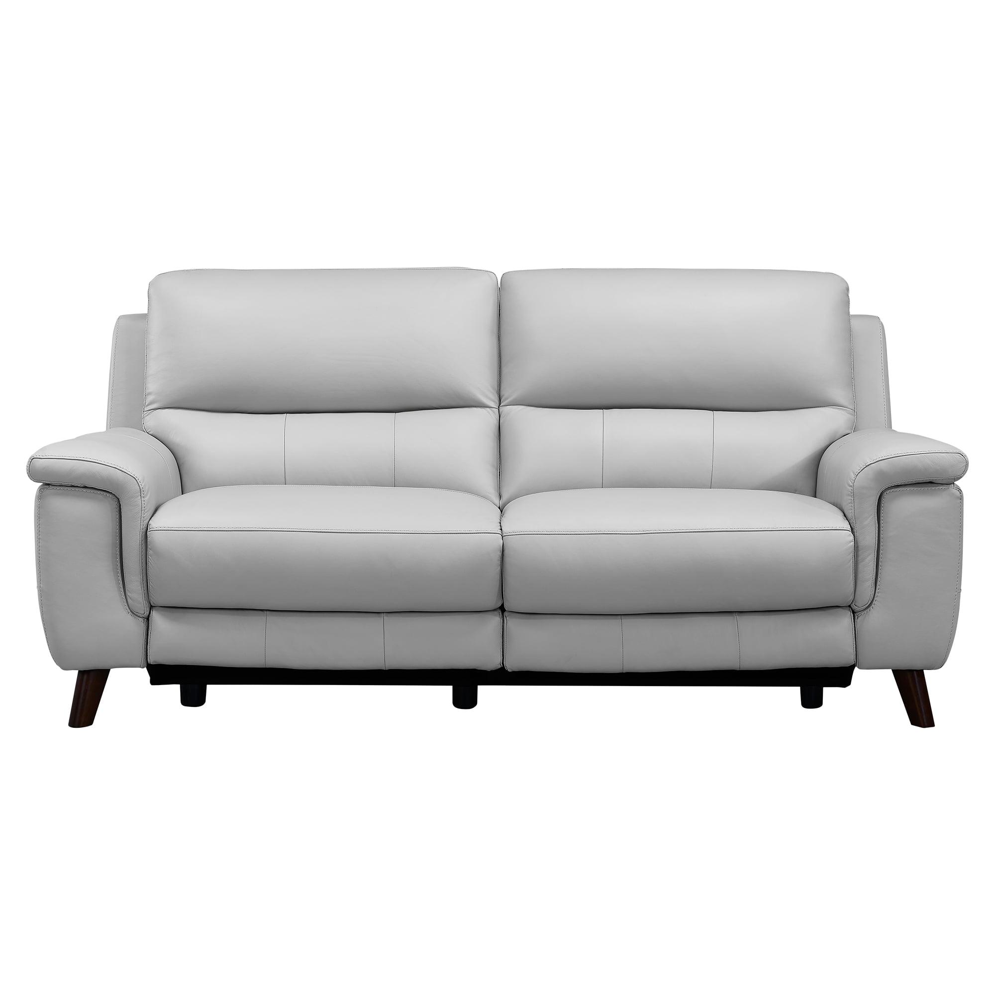 Contemporary Gray 78'' Leather Power Reclining Sofa with USB