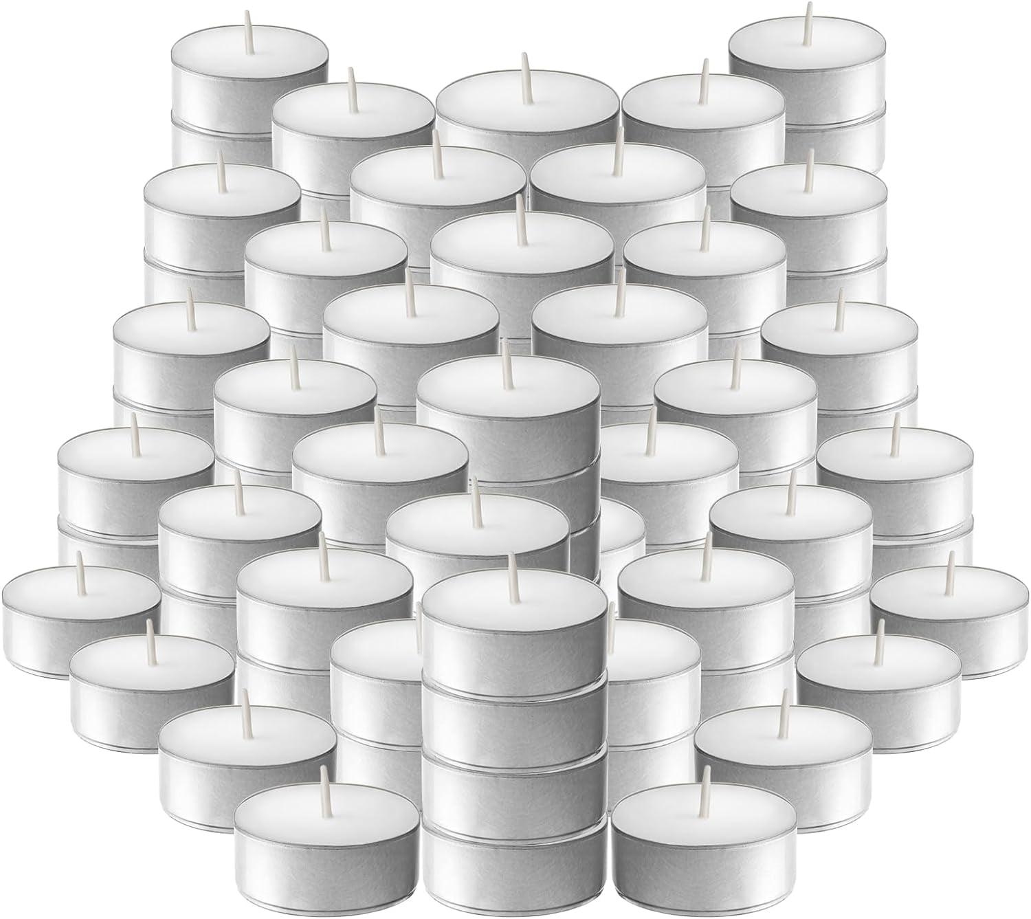 Lner 100 Pack Unscented White Tea light Candles Burns Aprx. 3.5 Hour